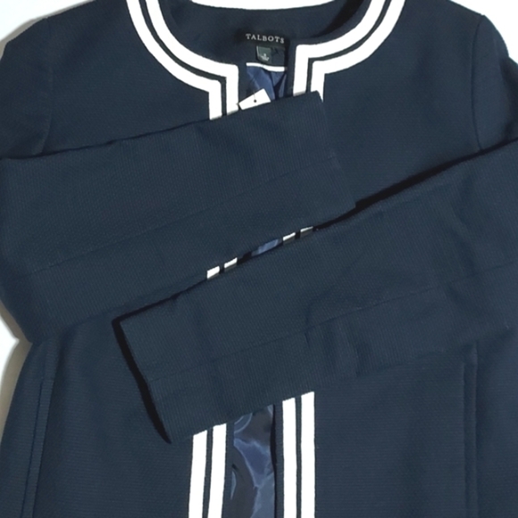 NEW Talbots Blazer Open Front Cotton Navy Blue Size 2 - Picture 10 of 15